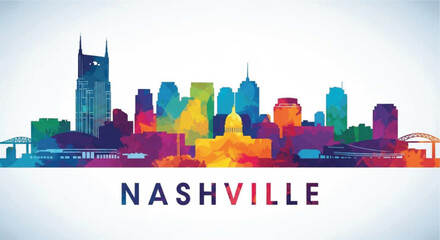 Obraz premium Vibrant nashville skyline in colorful abstract silhouette