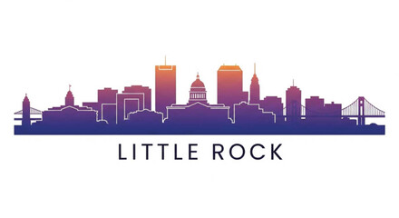 Fototapeta premium Little rock arkansas cityscape skyline silhouette gradient