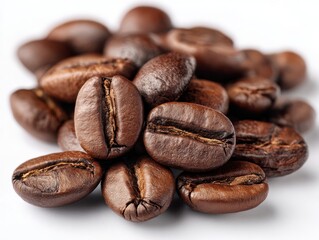 Fototapeta premium A close up shot of roasted coffee beans highlighting their rich texture and aroma