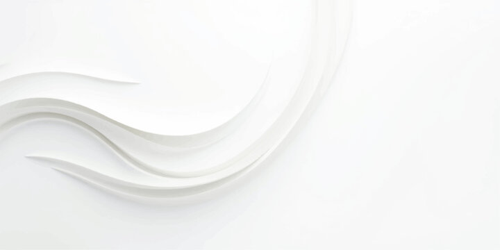 An abstract white background vector with elegant waves features an empty clean porcelain plate isolated on a table as a round ceramic dishware object for restaurant dining