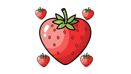 Valentine’s Day Kawaii Strawberry Set – Transparent Background PNG