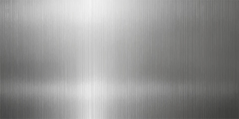 A brushed silver metallic texture shows a smooth, polished stainless steel surface pattern with a light grey reflection