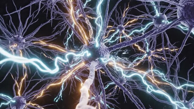 Intricate neuron network glowing with electric synapses and vibrant axons in a neural web of light!!