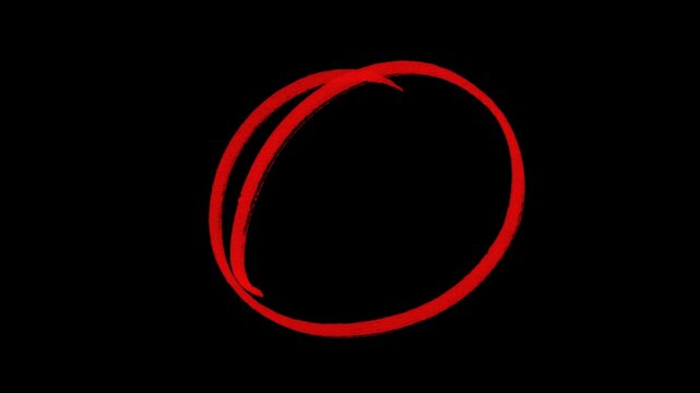 Hand drawing a different circle. Red circle highlight marker with a transparent background. Circle highlight animation with alpha channel.
