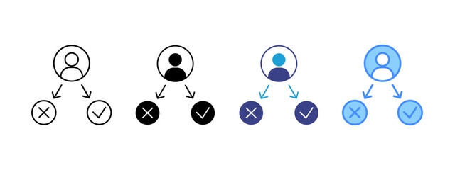 Decision Making icon set multiple style collection
