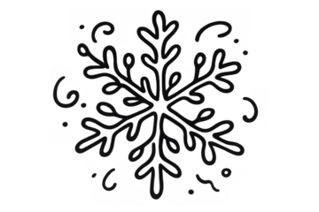 Hand drawing intricate snowflake, winter symbol for cold weather, christmas, and holiday season on transparent background
