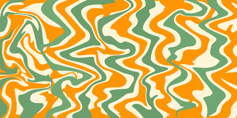 Abstract set square backgrounds with colorful waves. Trendy vector illustration in style retro 60s, 70s. Green, yellow and beige colors