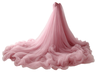 Pink tulle fabric draped, flowing; ethereal soft appearance
