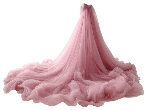 Pink tulle fabric draped, flowing; ethereal soft appearance