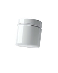Simple white jar with lid; neutral background