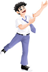 Happy male high school student illustration