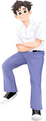Happy male high school student illustration