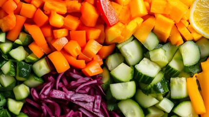 Vibrant and Fresh Chopped Vegetables, A Colorful Culinary Delight