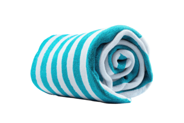 Rolled, striped towel light blue and white stripes