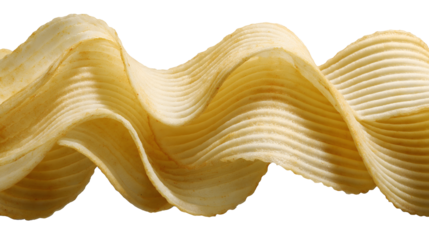 Ripple or wavy potato chips on transparent backgound.