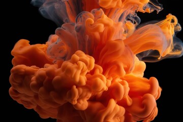 Fototapeta premium Vibrant orange paint swirling in fluid, creating abstract patterns