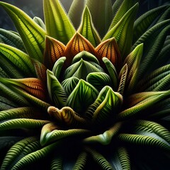 Obraz premium Colorful Succulent Plant in Rosette Pattern – Macro Botanical Texture