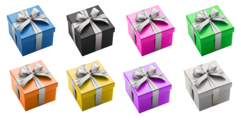A colored collection of Gift Box isolated with transparent background