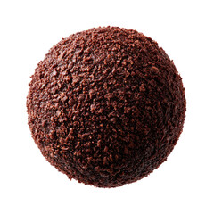 Chocolate truffle, dark, textured, isolated on black