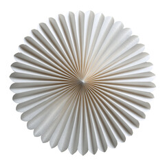 White, paper fan in radial pleats, center focus