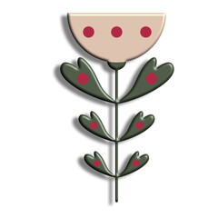 Simple folk floral art isolated vector drawing element