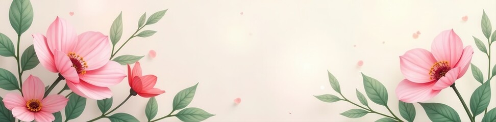 Subtle leaf motif, soft pastel hues, elegant floral backdrop, soft, whimsical