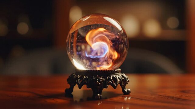 Mystical Crystal Ball Predicting The Future With Swirling Energy.