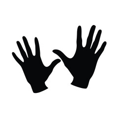 Obraz premium Two black silhouette hands are open and facing forward against a white background.