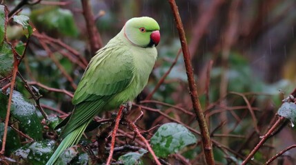 Green parrot perched in foliage