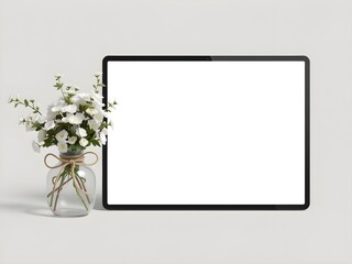 tablet computer with flowers