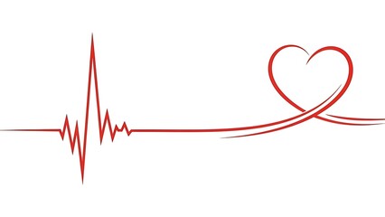 Electrocardiogram line morphing into a heart shape symbolizing love and vitality