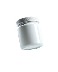 White plastic jar with a ribbed lid against black