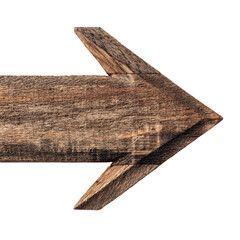 Rustic wooden arrow pointing right on a black background