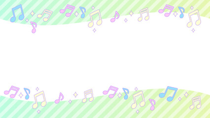 音符のパステルフレーム【16:9素材シリーズ】