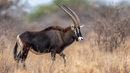 African antelope in savanna