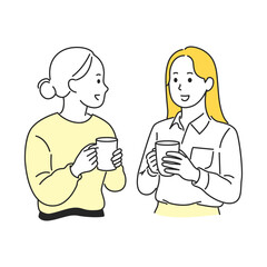 同僚とコーヒーブレイクを楽しむ女性たち