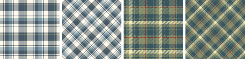 plaid and tartan pattern set.checkered fabric texture background.