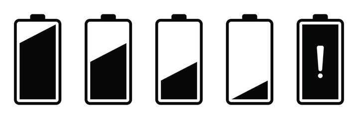 Batteries icon, battery charge indicator. Battery level, energy full vector template. Battery line icon set. Icons related to battery, charger, charge, indicator and more. Vector illustration. EPS 10