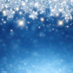 Sparkling Snowflakes on a Soft Blue Background for Winter Celebration and Holiday Greetings in a Magical Atmosphere with Shimmering Lights