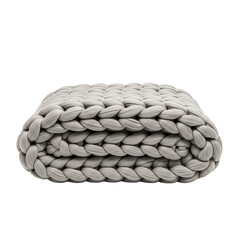 Chunky knit blanket folded, isolated