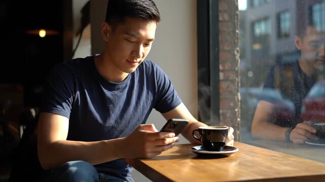 Day In The Life Cafe Relaxing With My Phone And Coffee