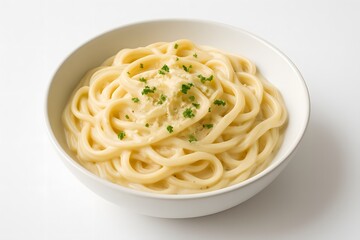 Creamy Alfredo Pasta with Parmesan and Parsley &ndash; Minimal Plating, Top-Down View