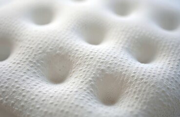 Obraz premium Close-up of white quilted textile surface. Material has soft dimples and subtle texture. Perfect for bedding or furniture applications, suggesting comfort and support.
