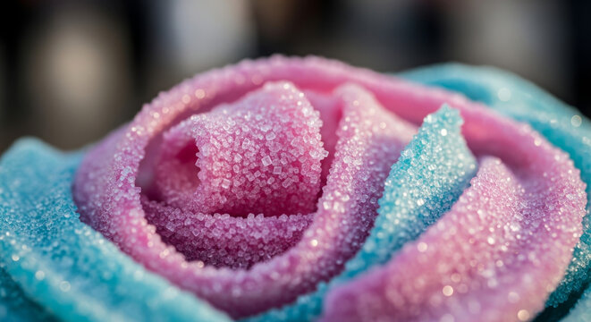 sugar coated rose pink and blue cotton candy flower. - Powered by Adobe