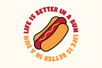 Hotdog Snack Illustration Funny Food Quote