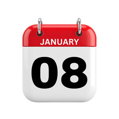 08 January Date calendar icon	