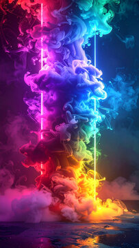 Rainbow-colored smoke rising from the sky, Gaming background