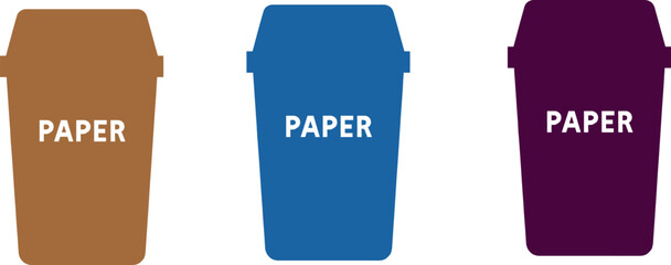 Color-Coded Waste Bin Vector Icon for Organized Recycling