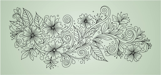 Hand drawn botanical florish decorative element