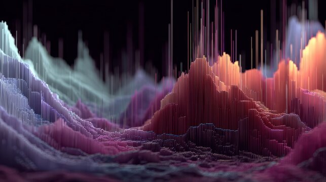 Colorful Abstract Geometric Mountain Range with Vibrant Peaks - Powered by Adobe